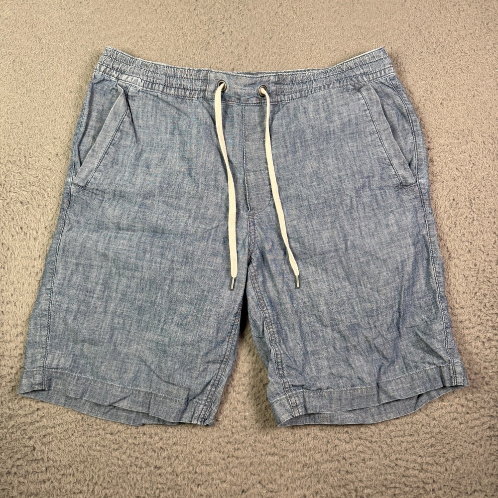 Polo Ralph Lauren Shorts Mens S Blue Chambray 9" Chino Drawstring Summer